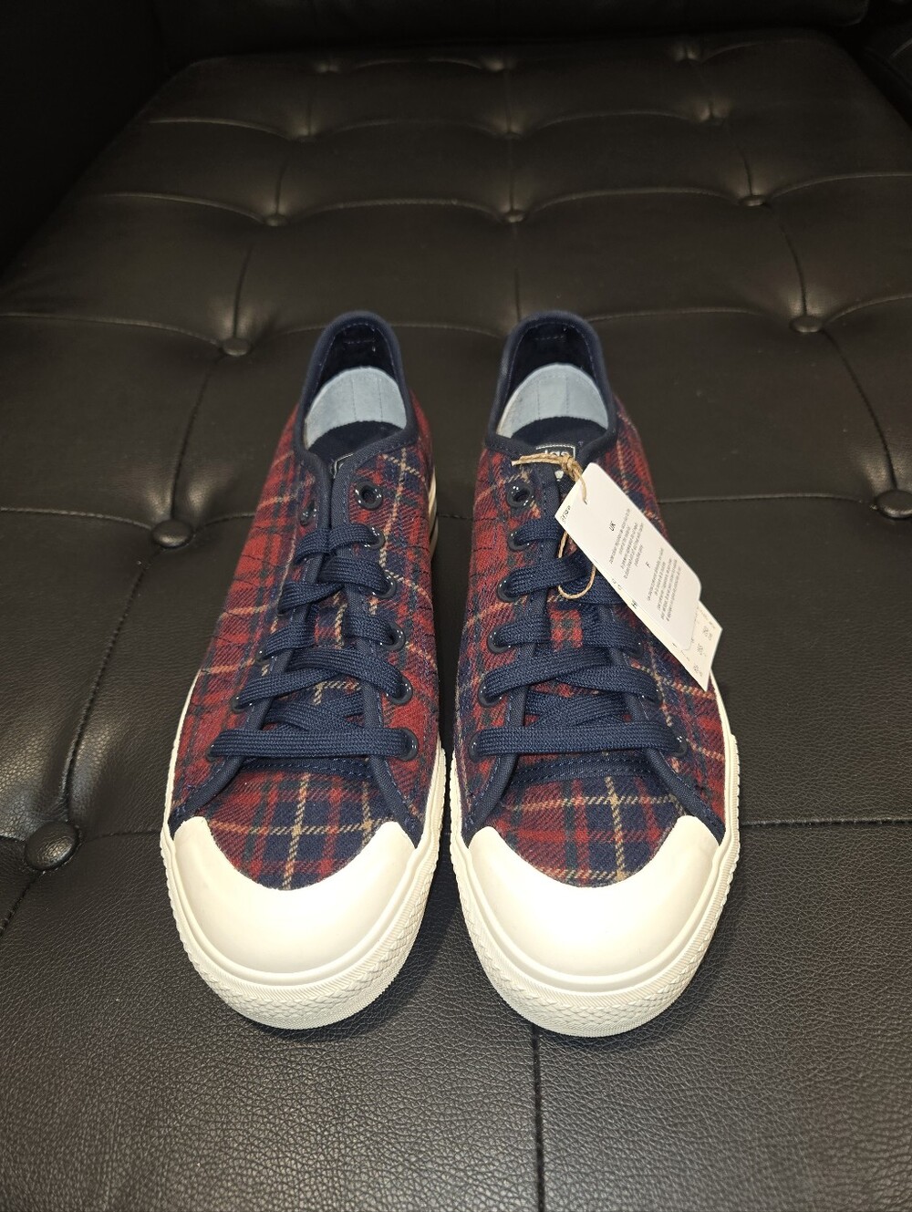 Adidas Nizza Plaid Low-Top Sneakers - Navy & Red